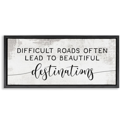 Motivational Beautiful Destinations Black Framed Floater Canvas Wall Art by Daphne Polselli