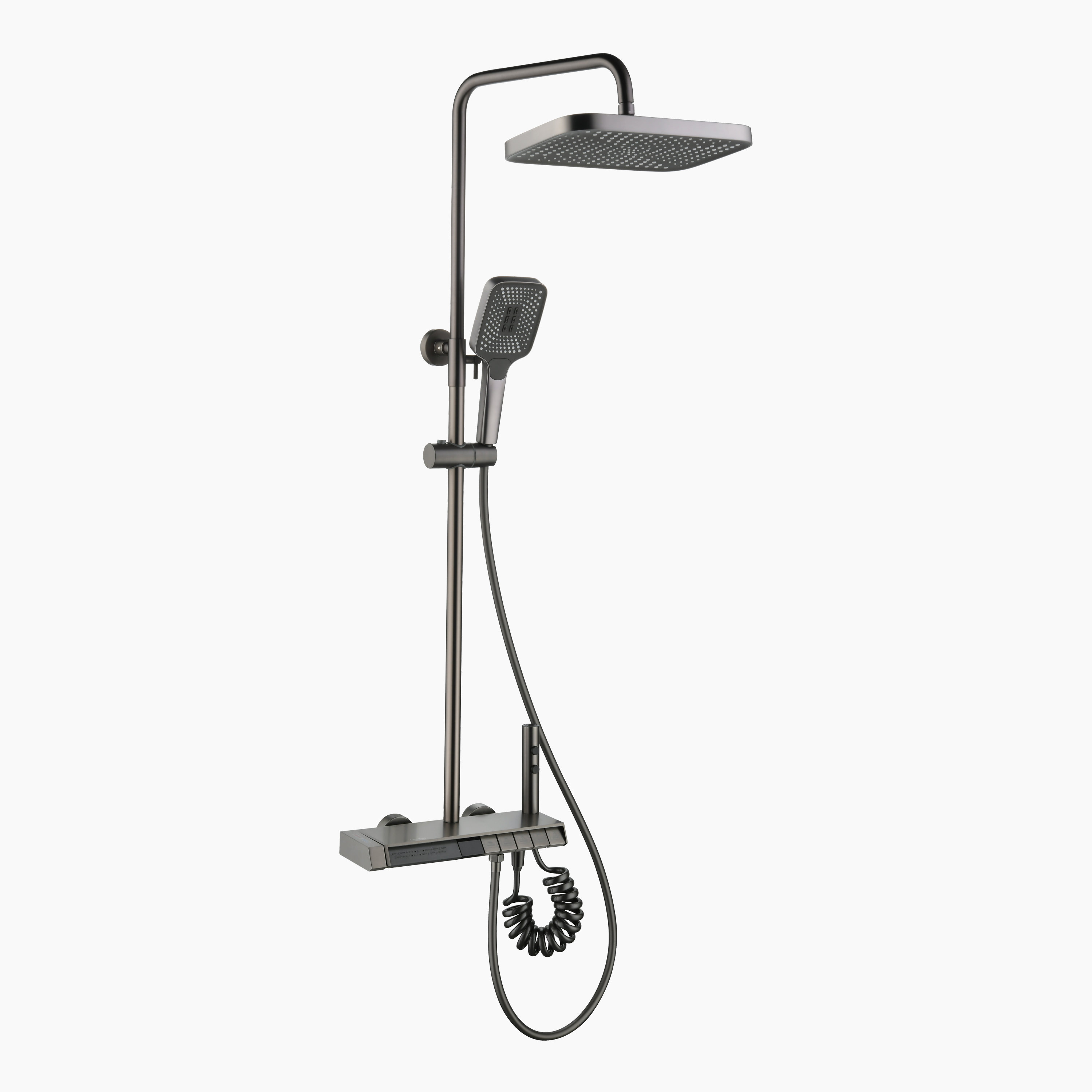 Homelody black shower system with LED temperature display. Adjustable