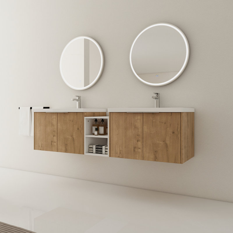 Ensemble de meuble-lavabo flottant 72 po, Imitative Oak
