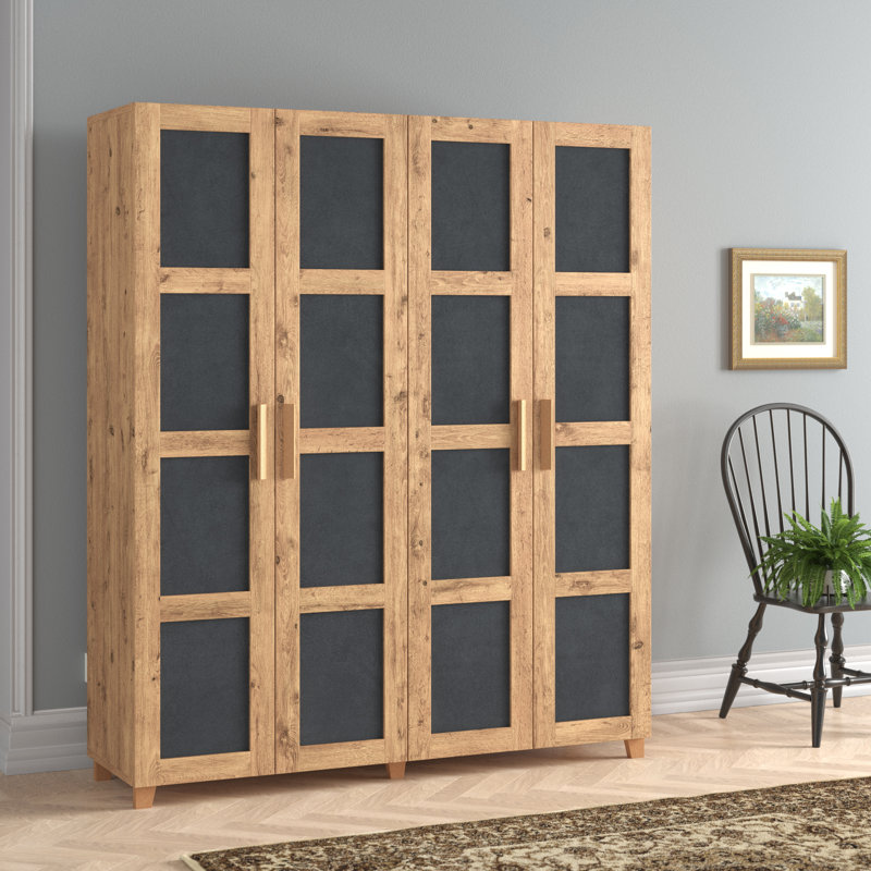 Frieder 4 Door Manufactured Wood Wardrobe, Brown/Anthracite