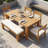 Acacia Wood Patio Dining Set With Umbrella Hole And Waterproof Cushions - Outdoor Table For 6 People-1292754781