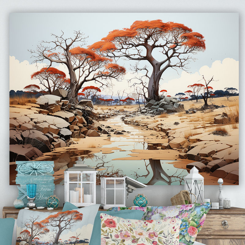 Paysage de baobab onirique, Toile tendue, H 24 po x l 32 po