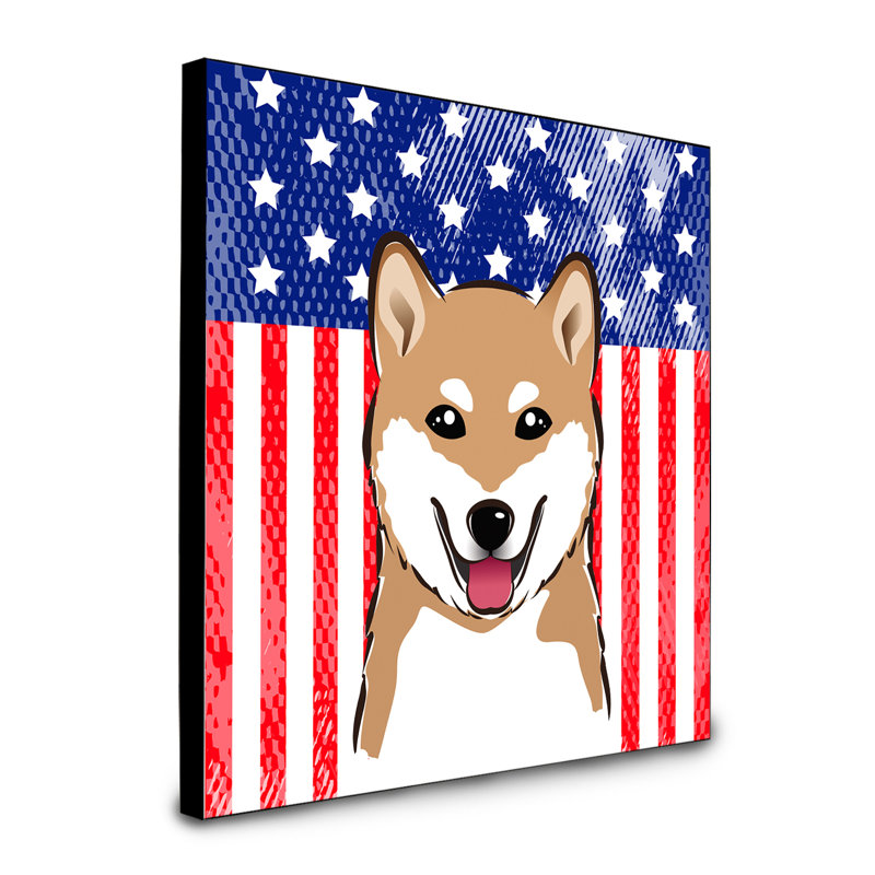 « american flag », art encadré Macomb, Shiba Inu