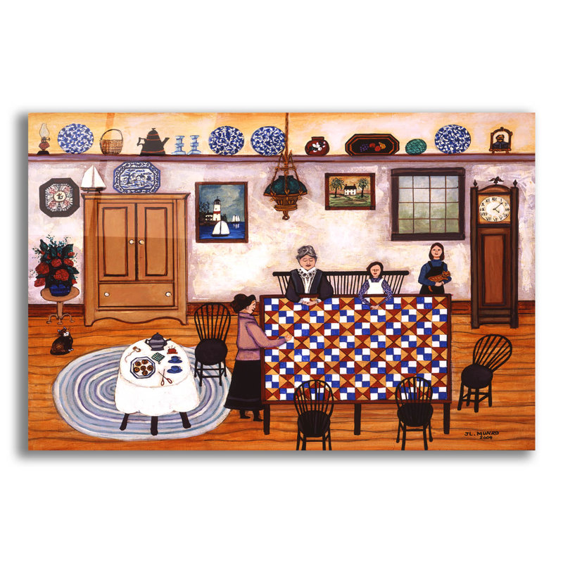 «Cape Cod Quilters» par JL Munro, art mural en verre acrylique épique, 24 po x 16 po, H 16 po x l 24 po