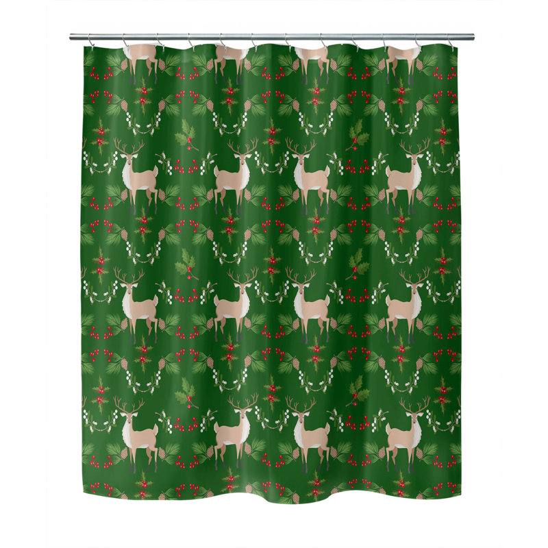 Rideau de douche Botanical Deer, Vert