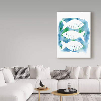 « fishs », reproduction de peinture à l’aquarelle sur toile tendue