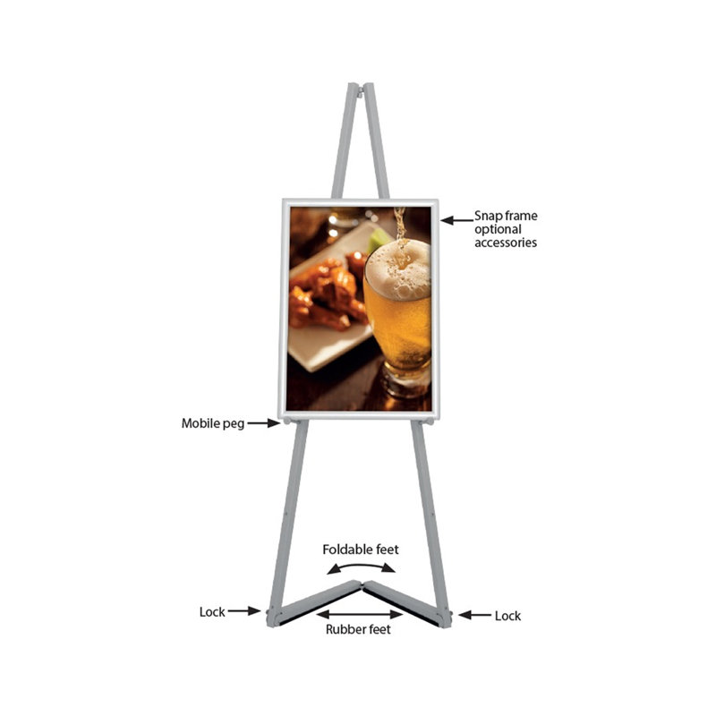 Adjustable Gray Metal Tripod Easel for Indoor and Outdoor Use