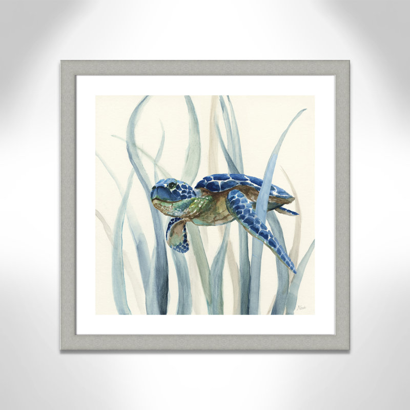 «Avynlee Turtle in Seagrass II», reproduction de cadre photo, H 29 po x l 29 po x P 1,25 po, Argent brossé
