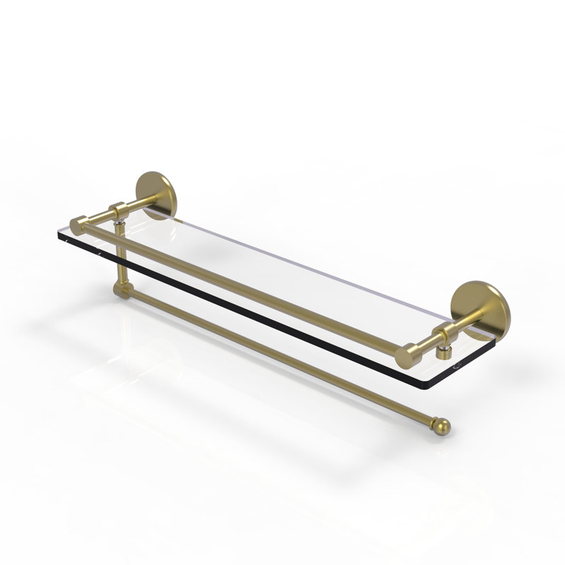 Dalston Bracket Shelf with Towel Bar, 5'' H x 16'' W x 5'' D, Brushed Bronze