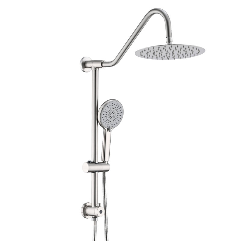 10" Rain Shower Head And Handheld - Height Adjustable For Custom Comfort Brushed Nickel Slide Bar Metal