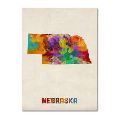 "nebraska map" par michael tompsett, impression sur toile