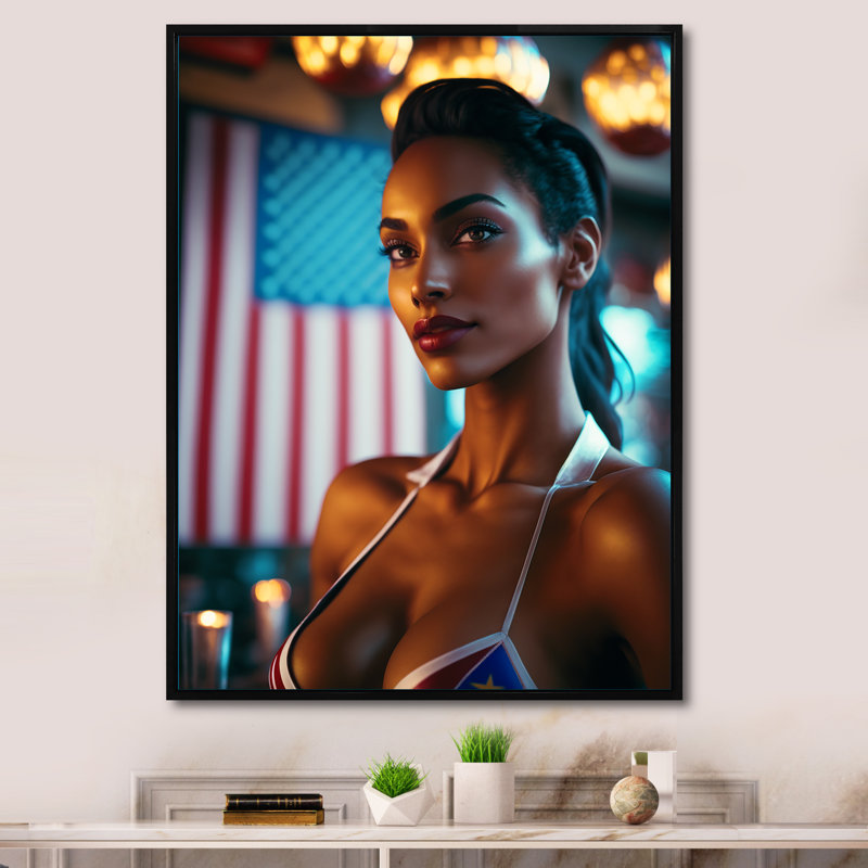 Darol " American Beauty III ", 44" H x 34" W x 1.5" D, Black Floater Framed