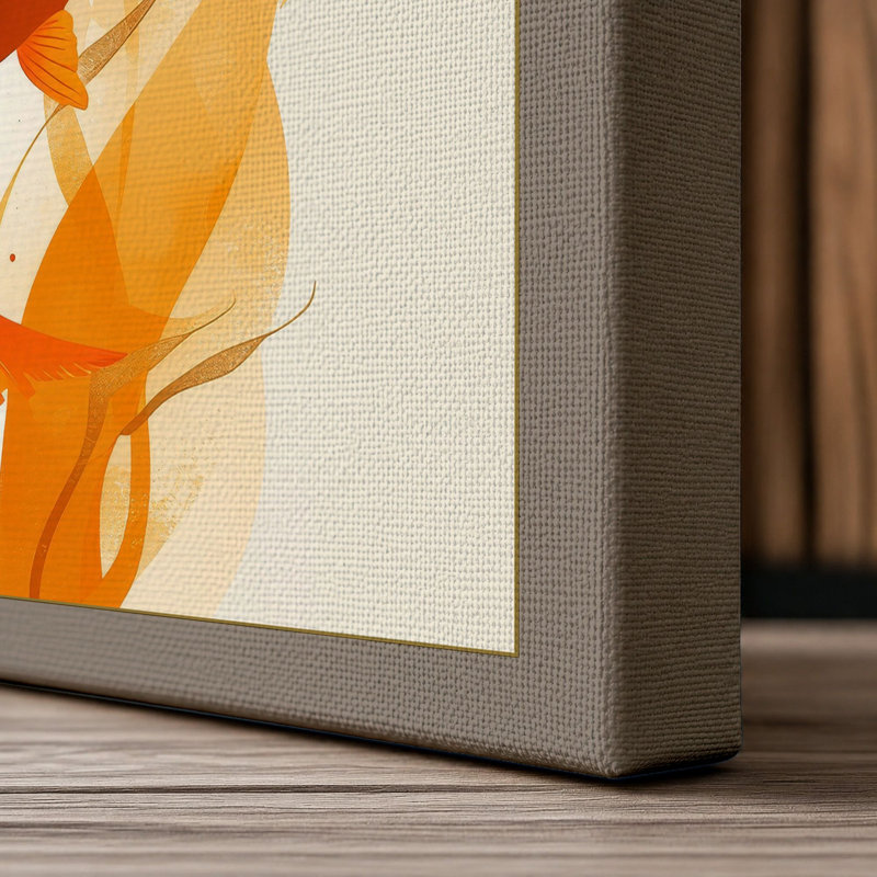Goldfish Among Plants Boho - Wrapped Canvas, 30x20 - 76.2 x 50.8 cm, Taupe Border