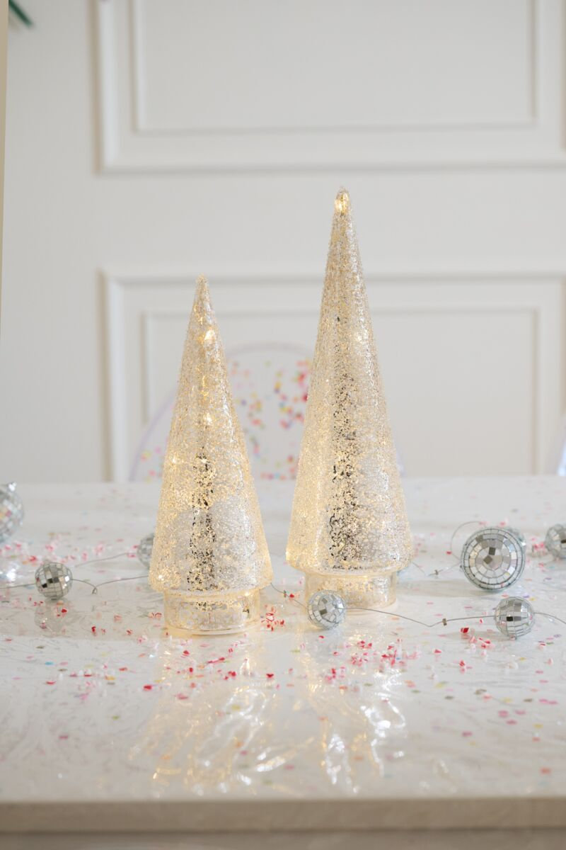 Lighted Metallic Tabletop Tree, 12.5 in x 4 in