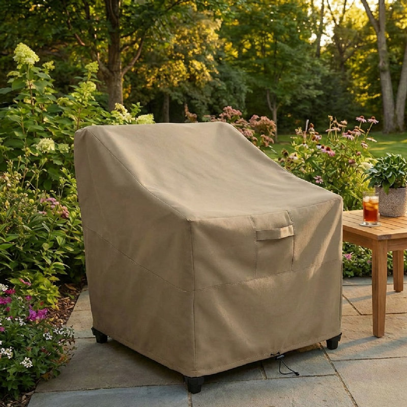 Heavy Duty Premium Patio Chair Cover – Breathable, Heavy-Duty Protector with Water-Resistant PVC, Adjustable Elastic Hem, Click-Close Straps, and Air Vents - Hyslop