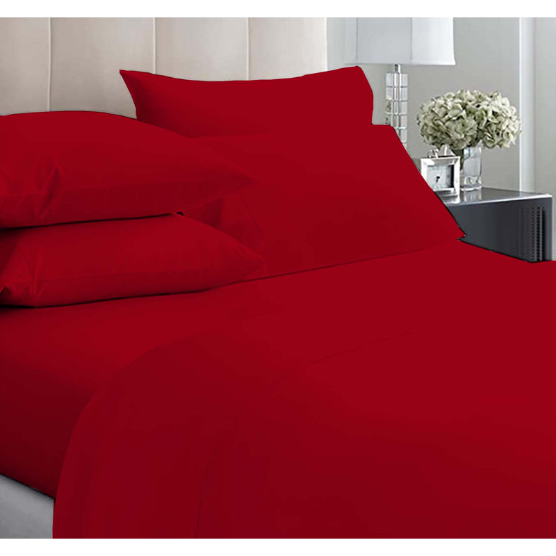 6-Piece Premium Deep Pockets Microfiber Sheet Set, Full, Red