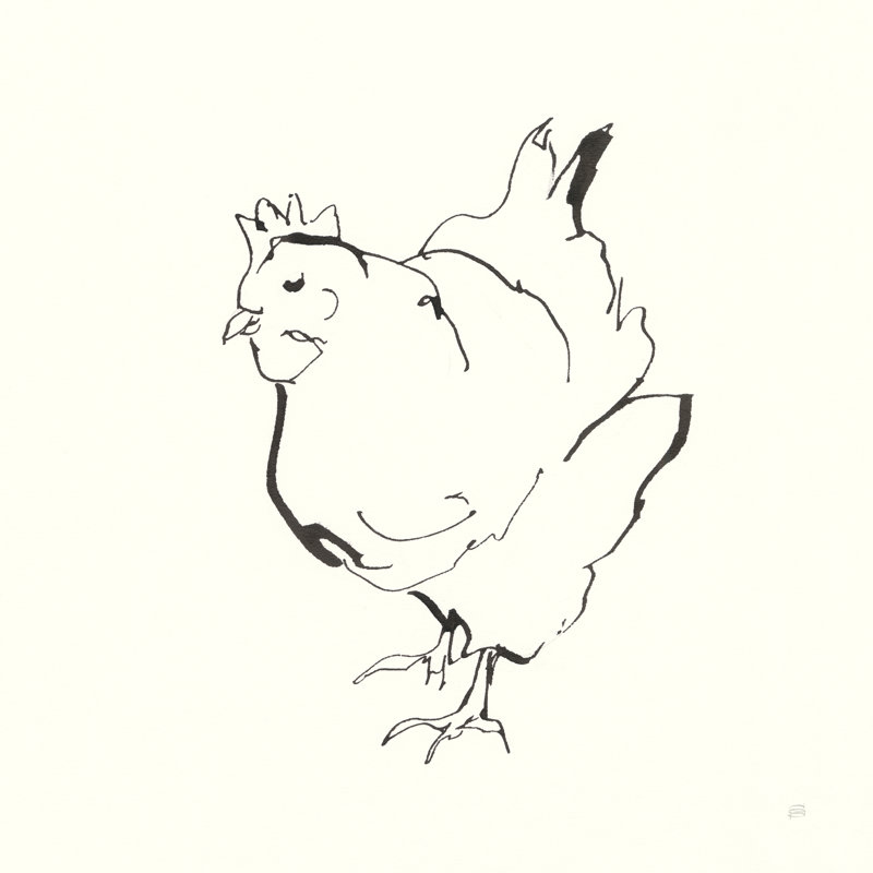 Line Chicken II by Chris Paschke - Wrapped Canvas Print, 76cm H x 76cm W