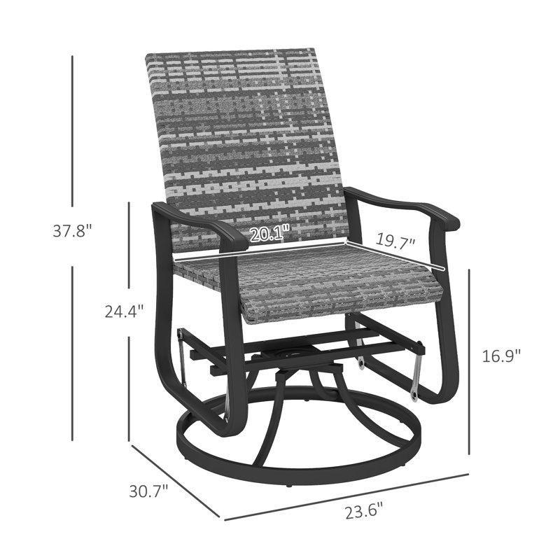 Chaises longues modernes de patio gris, pivot en osier d'acier pour un usage domestique