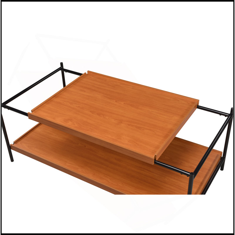 Honey Oak & Black Finish Coffee Table