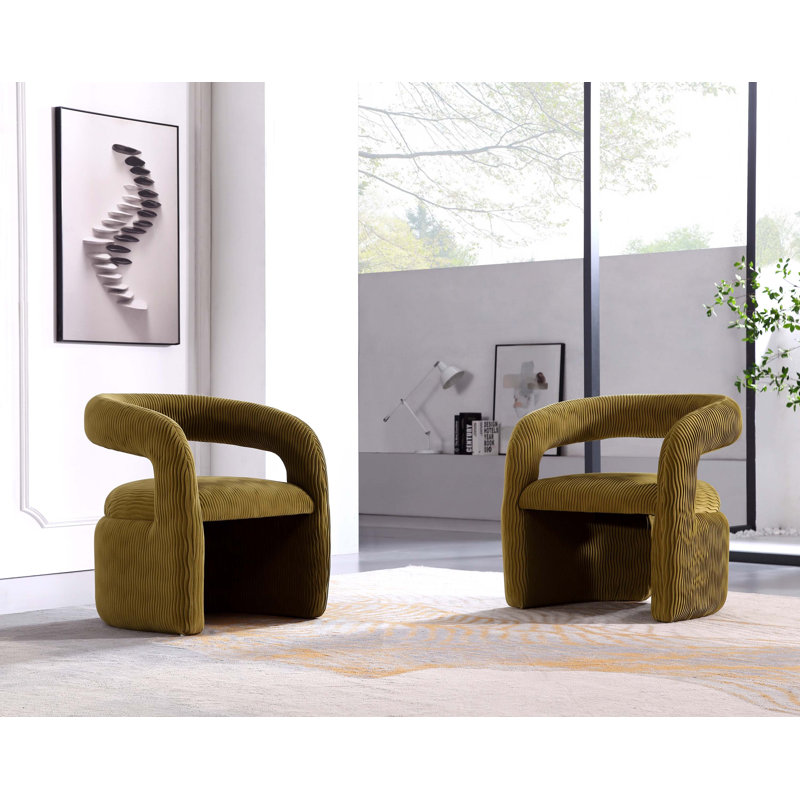 Fauteuil d'appoint Corvette Mid-Century, Velours vert olive