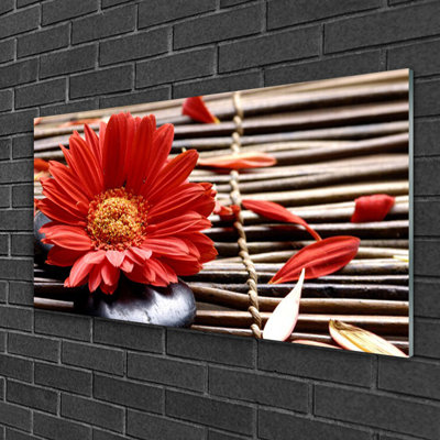 Glass Print Wall Art 100X50cm Image Printed On Glass Decorative Wall Picture Behind Toughened / Tempered Safety Real Glass For Kitchen & Living Room Theme: Flower Floral