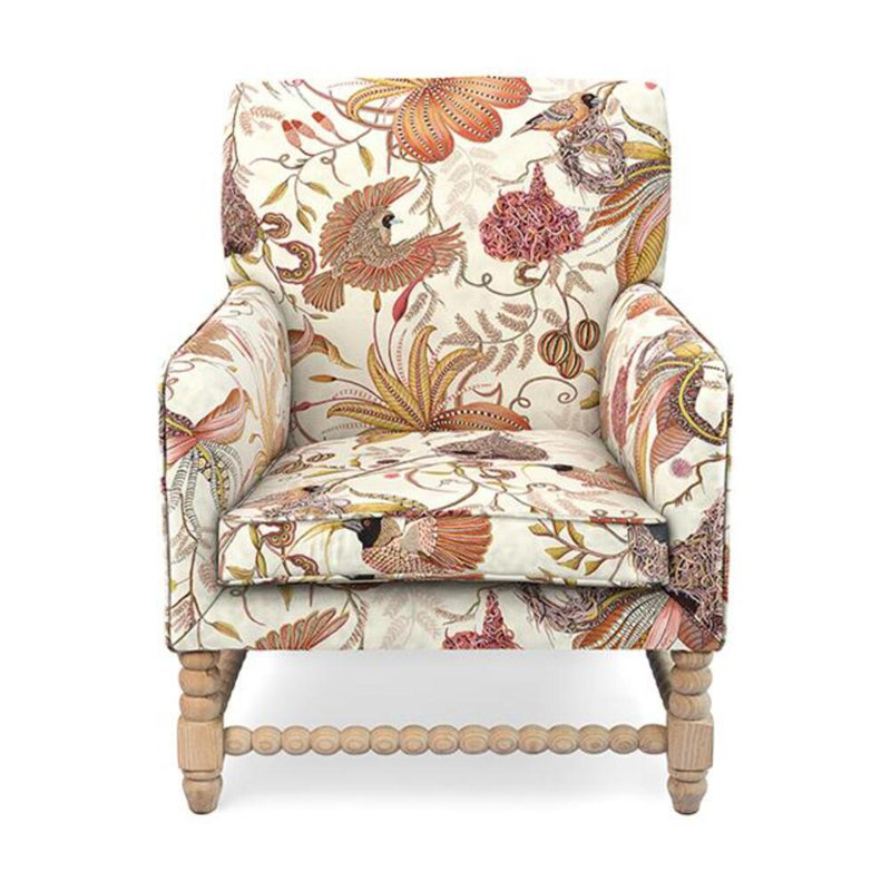 Bean Armchair Upholstered in Ardmore Fabric, Thanda Nests Plum Linen Blend