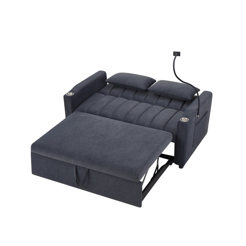 Canapé-lit convertible avec usb, tissu en polyester, style moderne pour le salon