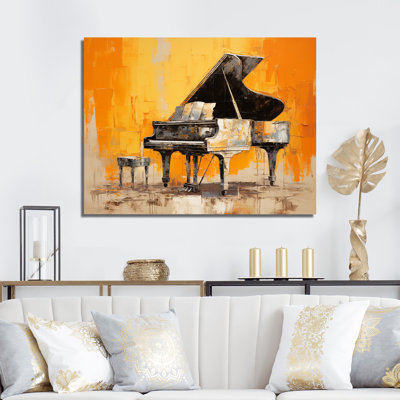 Impression sur toile, "Orange Piano Modernist Melody"