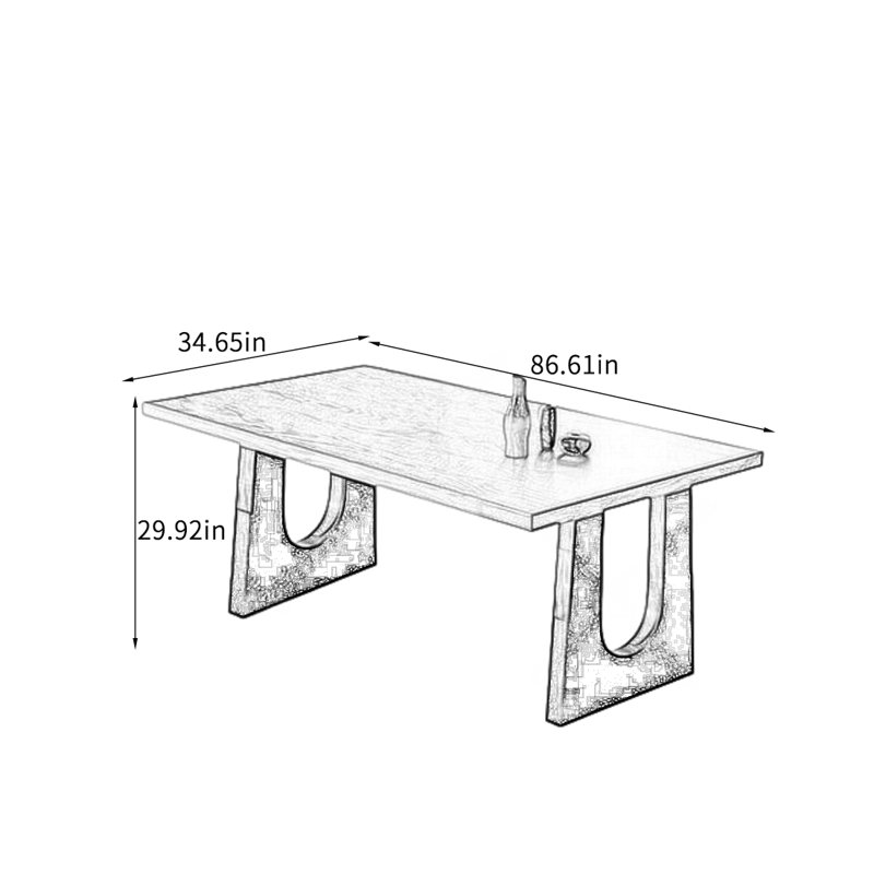 Vintage Solid Ash Wood Dining Table., 29.92" H x 86.61" L x 34.65" W