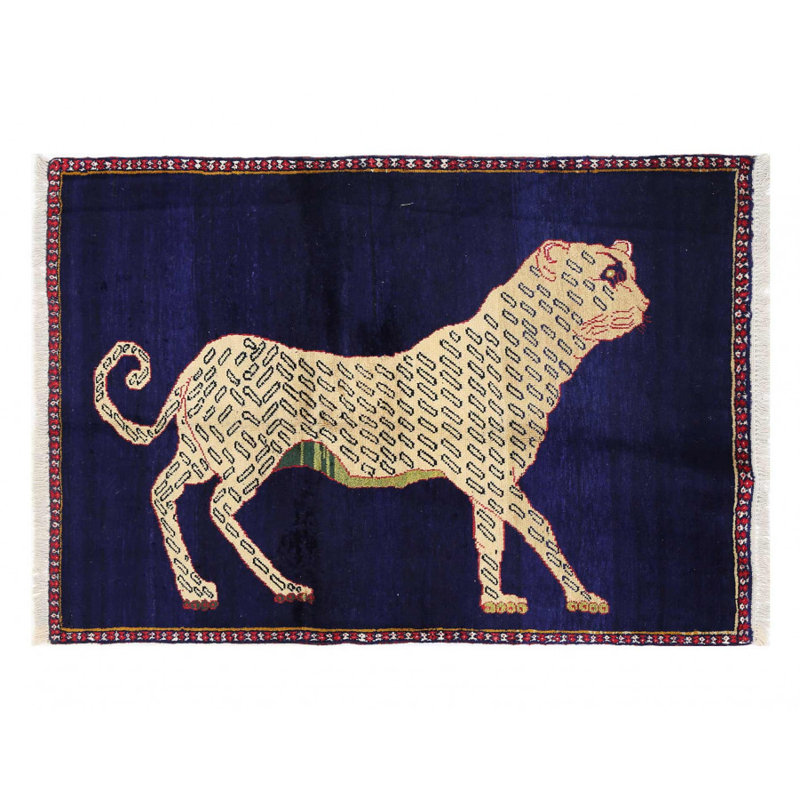Tapis bleu marine en laine 3 pi 3 po x 4 pi 9 po Makyah