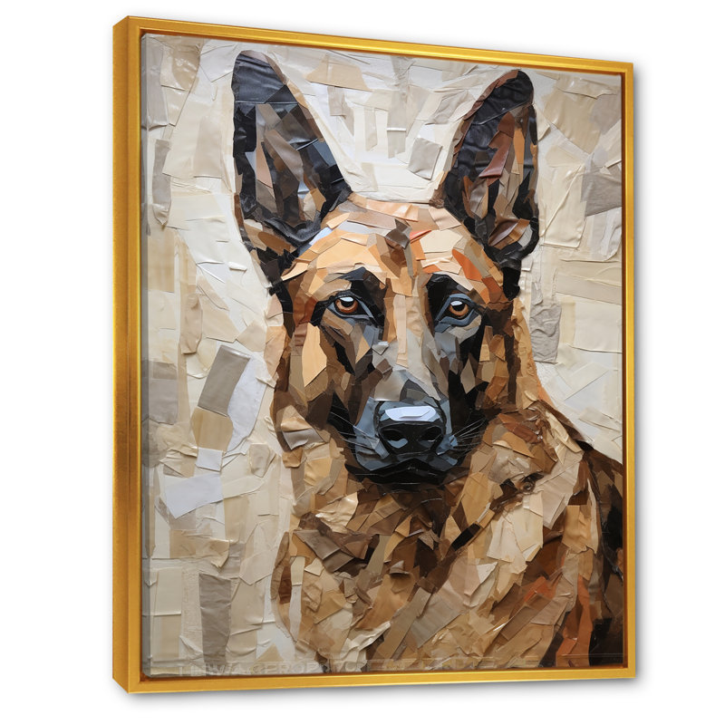 Reproduction d'art sur toile Sheperds, H 44 po x l 34 po x P 1,5 po, Cadre flottant doré