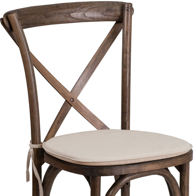 Arquit Series Stackable Wood Cross Back Bistro Dining Chair with Cushion, Brown