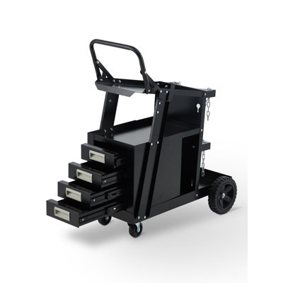 Chariot de soudage robuste à tiroirs – 4 tiroirs de rangement – ​​Capacité de 122 kg – Chariot de soudeur industriel en acier