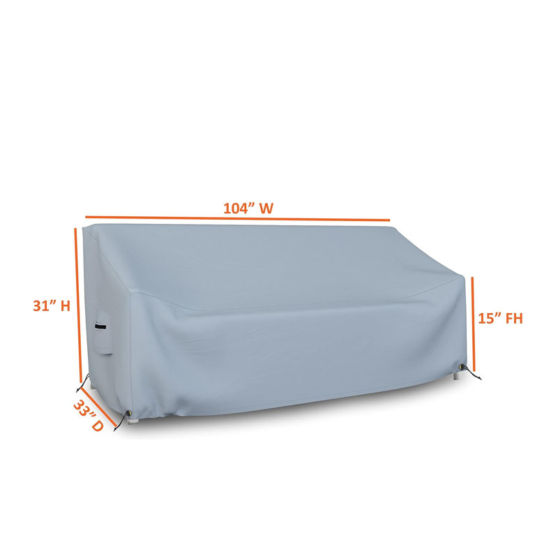 HeavyDuty Multipurpose Waterproof Outdoor Bench Cover, Patio Lounge 3-Seat Deep Bench Cover, 31" H x 104" W x 33" D, Gray