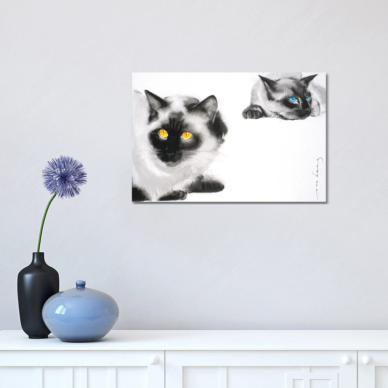 Cat Distancing by Soo Beng Lim - Wrapped Canvas Print, 30.48cm H x 45.72cm W x 1.905cm