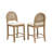 Upholstered Rattan Bar Stool Set Of 2, Counter Height Stool With Natural Rattan Woven Back For Kitchen Island