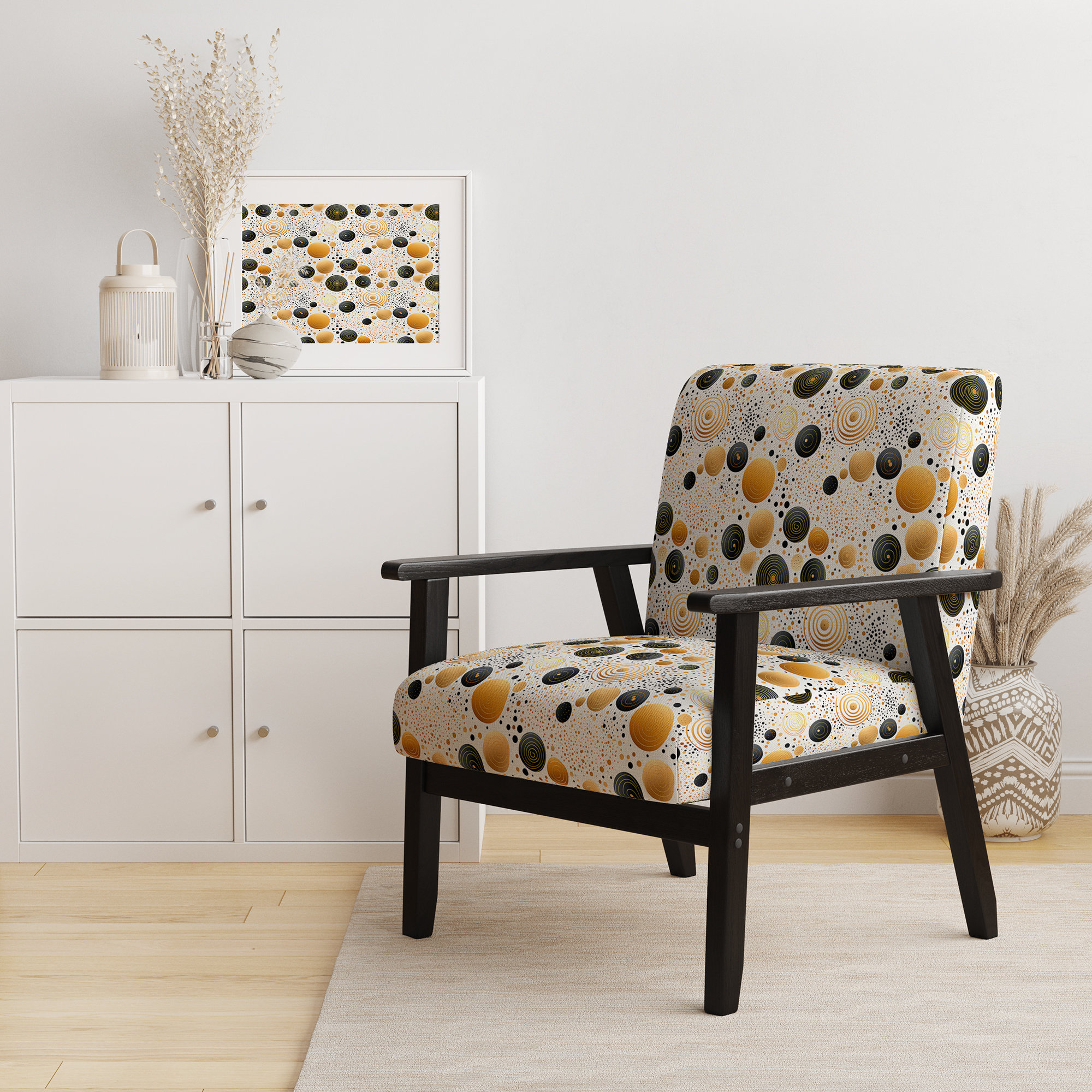 Red Barrel Studio® Gilded Polka Dot I - Upholstered Modern