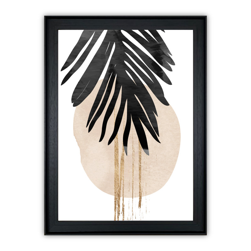 Aztec Palms No 3 - Single Picture Frame Painting, Black, 49cm H x 39cm W x 2.6cm D