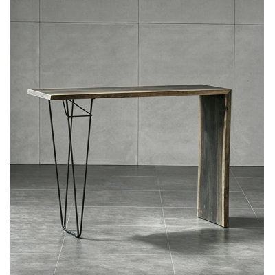 Industrial Bar Table With Hairpin Metal Leg And Solid Wood Panel