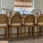 Boucle Upholstered Bar Stool with Woven Rattan Backrest-369930017-371209455-371209453