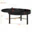 Table basse ronde moderne avec plateau rotatif en bois avec rangement et pieds en métal noir