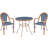 3 Piece Patio Bistro Set, Outdoor Wicker Round Table and 2 Dining Chairs with Metal Frame, French Table Chair Set for Garden Balcony Porch, Blue-396106506-396106516