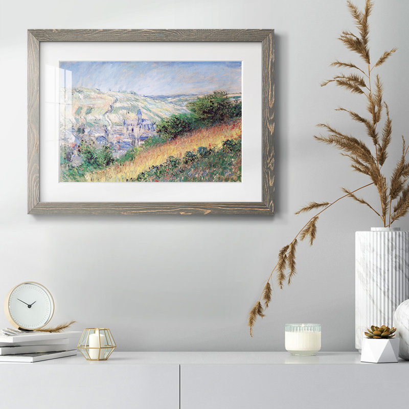 Vue de Vetheuil, impression sur papier encadrée, Gris, H 28 po x l 42 po