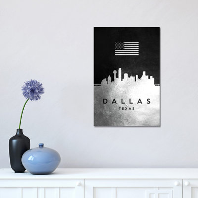 Dallas Texas Silver Skyline by Adrian Baldovino - Wrapped Canvas Print