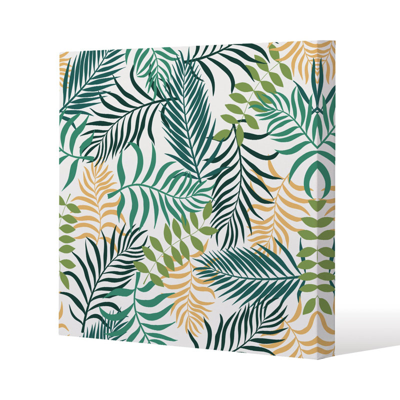 Tropical palm leaves Slim Style Canvas Print, 15mm Slim Real wood., 20 cm H x 20 cm W