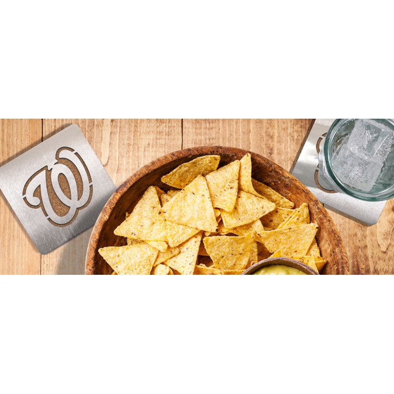 Stainless Steel Square 4 Piece Coaster Set, Washington Nationals