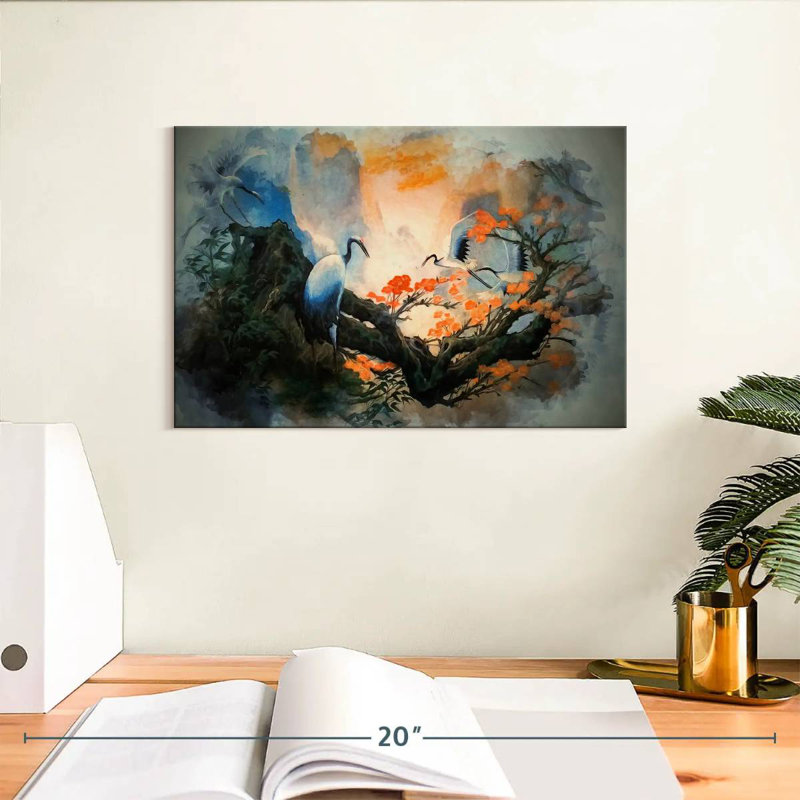 Japanese Birds, 8" H x 12" W