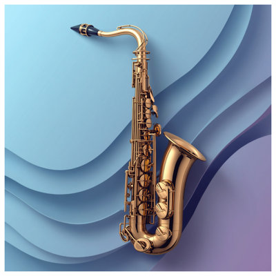 Golden Saxophone On Waves Quilted Bedspread All Sizes