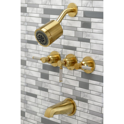 Kingston Brass Kaiser Triple-Handle Tub and Shower Faucet
