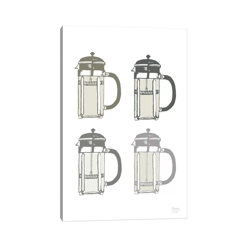 French Press Coffee Maker - Print on Canvas, 152.4cm H x 101.6cm W x 3.81cm D, Wrapped Canvas